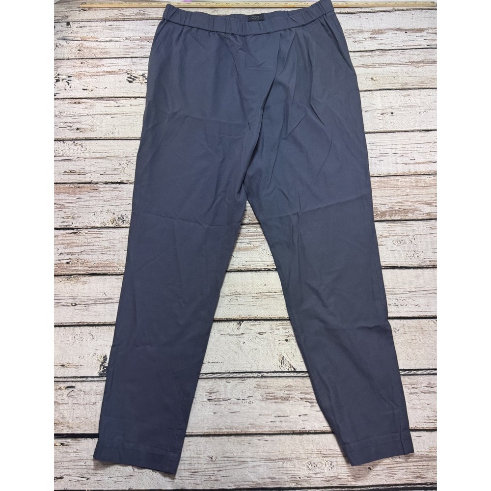 COS Womens High Waisted Drape Front Tapered Leg Trousers Blue Gray Size 12